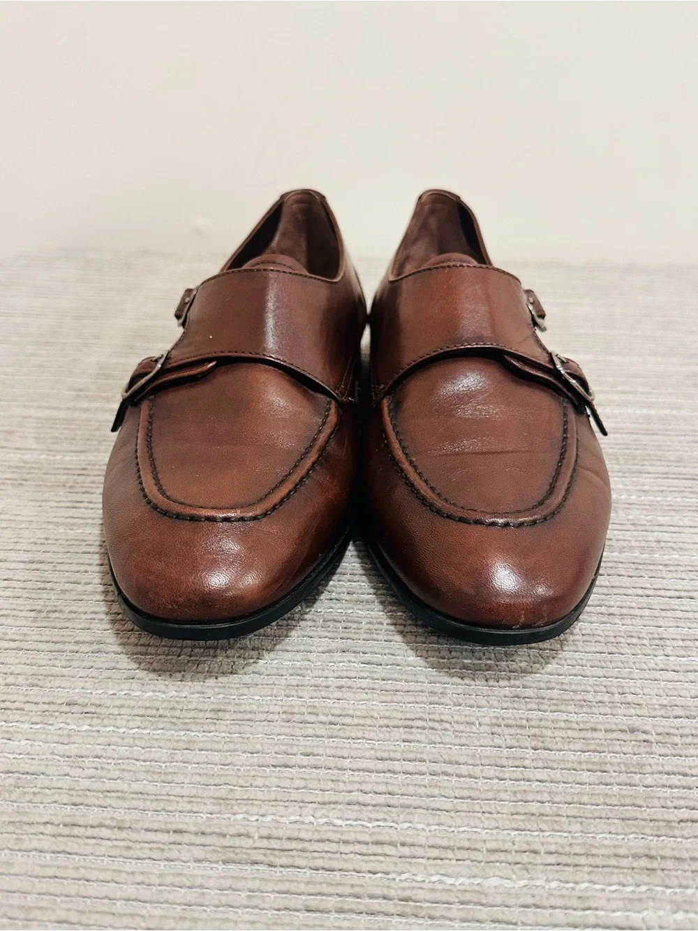 JAY+DEE Men's Brown Leather Double Monk Strap Shoes Hand Made Size EU 43 / US 10